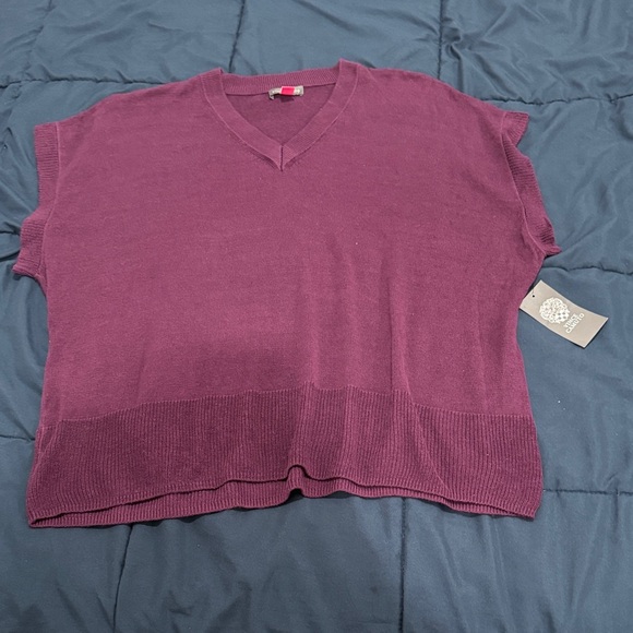 Vince Camuto Knit Short Sleeve Sweater Top Winter Bloom Size L NWT - Picture 2 of 7